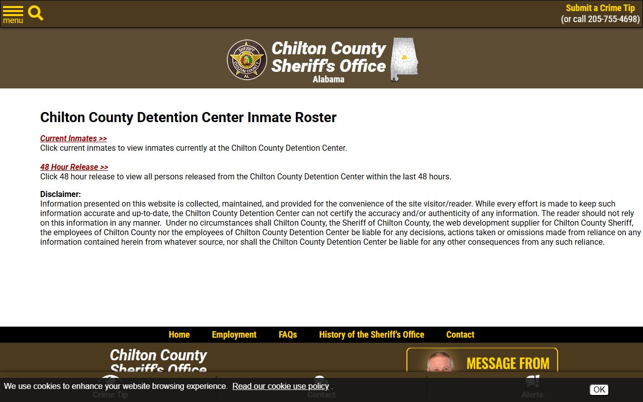 Chilton County jail mugshots roster chooser